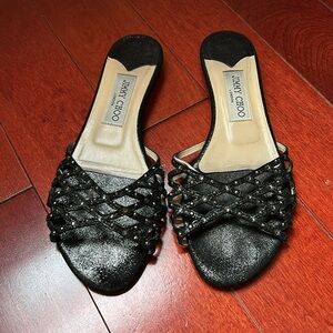 Jimmy Choo Black/Crystal Flats, Size 38